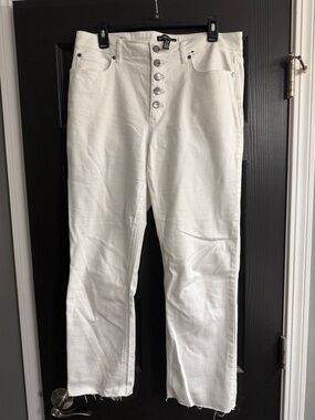 Kenneth Cole White Straight-Leg Jeans with Button-Fly